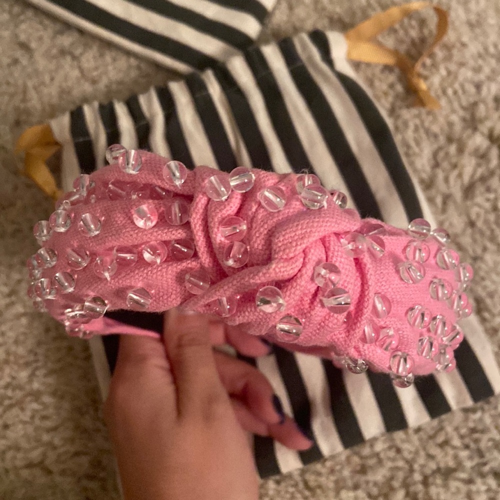 Lele Sadoughi clear beaded pink headband